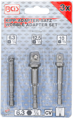Electric Drill Wobble Adaptor Set 6.3 mm (1/4) Drive 3 pcs