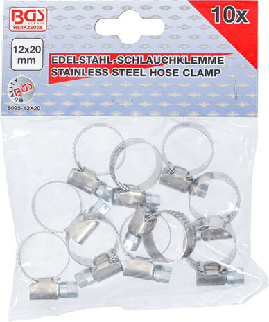 Hose Clamps Stainless 12 x 20 mm 10 pcs