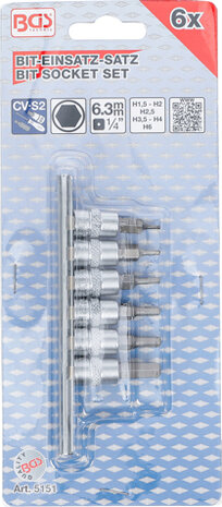 Bit Socket Set | 6.3 mm (1/4) drive | internal Hexagon 1.5 - 6 mm