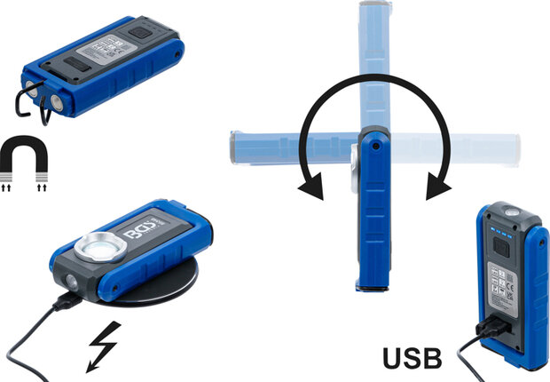 COB LED Workshop Lamp with Magnet and Hook foldable with Wireless Charging Function