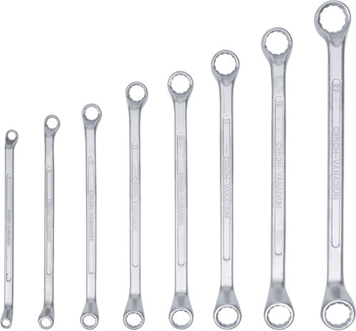 Double Ring Spanner Set | offset | 6x7 - 20x22 mm | 8 pcs.