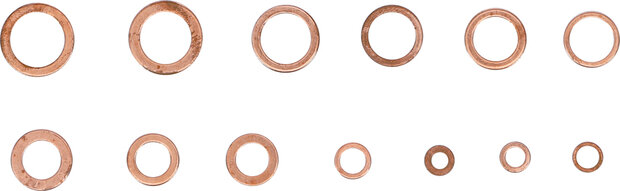 Seal Ring Assortment Copper Metric for Oil Drain Plugs 75 pcs