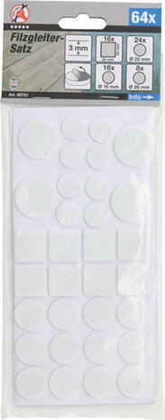 Felt Pads Set  white  64 pcs.