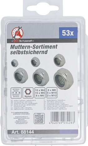 Nut Assortment self-locking Metric M4 - M12 53 pcs