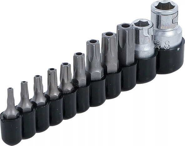 Bit Set | 10 mm (1/4) / 10 mm (3/8) drive | T-Star tamperproof (for Torx) | 11 pcs.