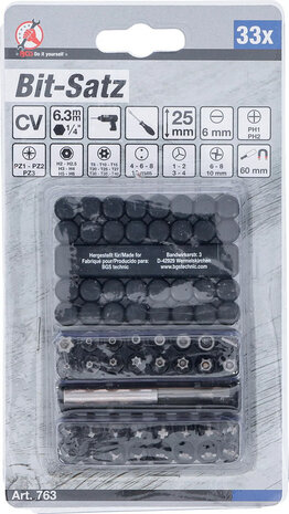 Bit set short (1/4) different profiles 33-piece