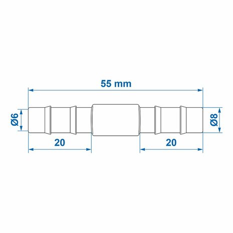 Hose nozzle straight 8mm per piece
