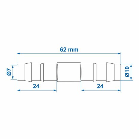 Hose nozzle straight 10mm per piece