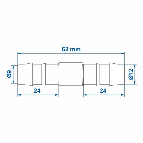 Hose nozzle straight 12mm per piece