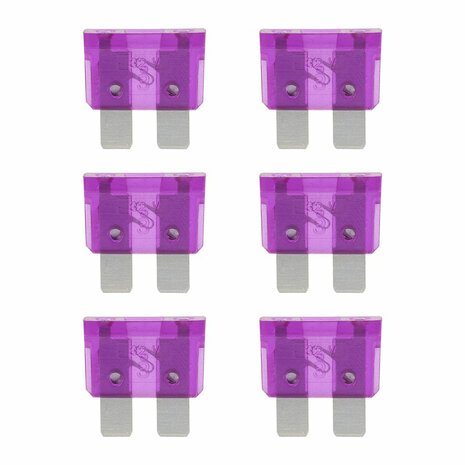 Standard plug-in fuses 3A purple 6 pieces