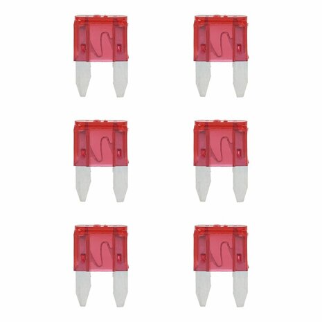 Mini fuses 10A red 6 pieces