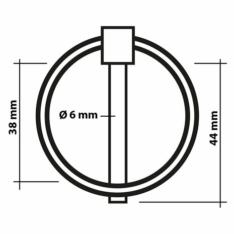 Locking pin 6mm with ring 2 pieces