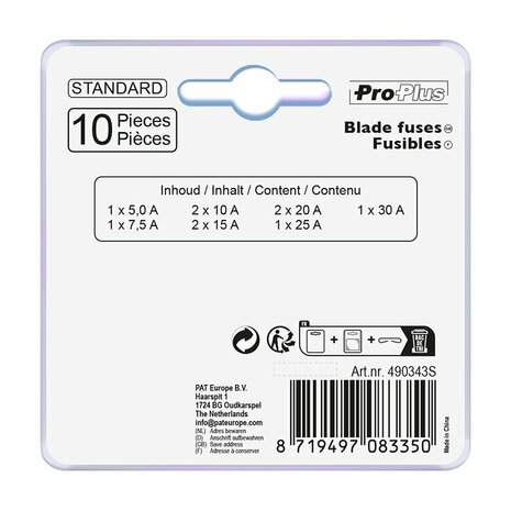Standard plug-in fuses assorted 10 pieces