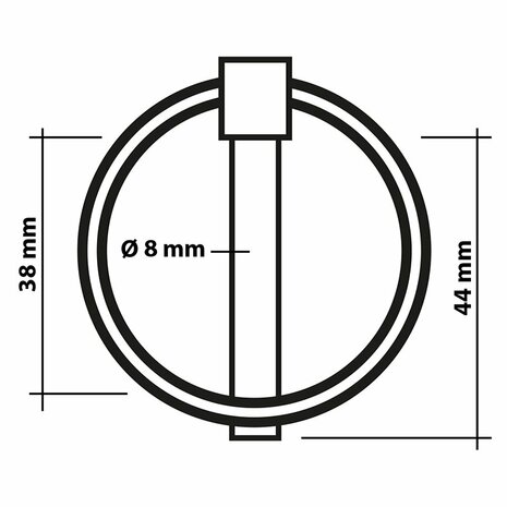 Locking pin 8mm with ring 2 pieces