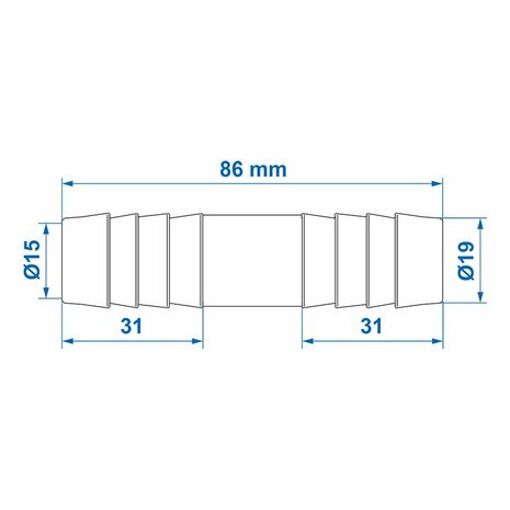 Straight hose nozzle 19mm per piece