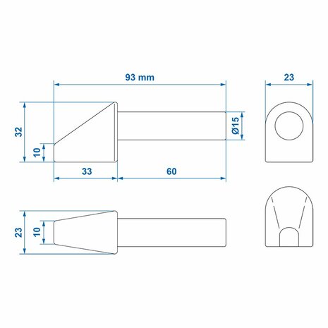 Weld-on thumb 50mm for flap hinge