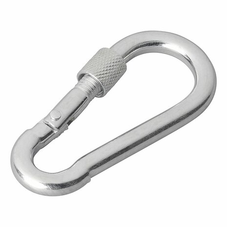 Carabiner hook metal 8x80mm with screw closure x10 pieces