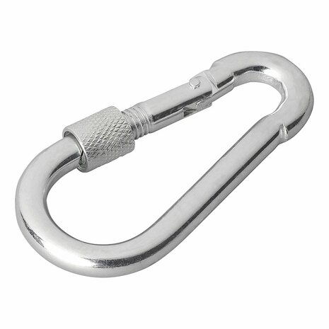 Carabiner hook metal 8x80mm with screw closure x10 pieces