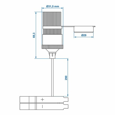 Cigarette lighter socket with battery clamps 12V/24V-16A