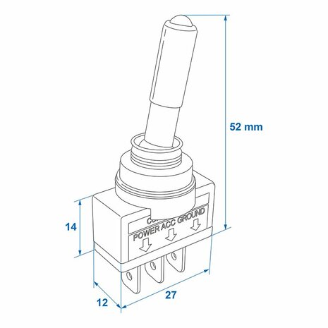 Toggle switch LED red 12V-max. 20A