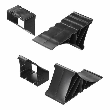 Wheel chock plastic black incl. holder