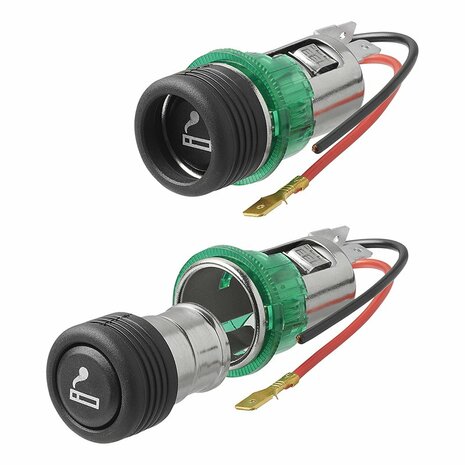 Cigarette lighter flush-mounted box with lighting 12V/24V