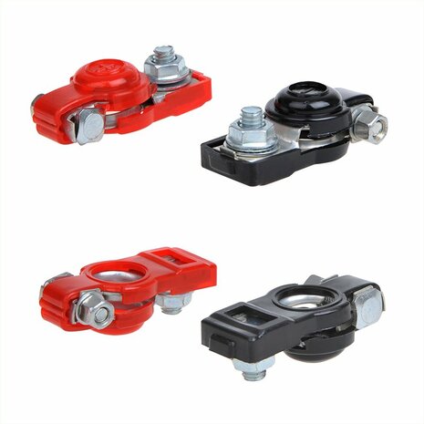Battery terminal clamps set (+) and (-) with plastic protection red/black