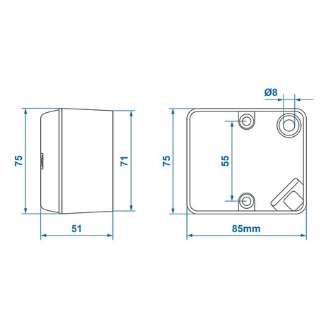 Rear fog light 75x85mm
