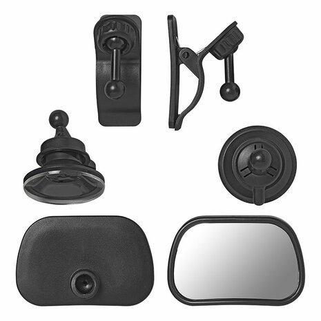 Interior mirror with suction cup and clip
