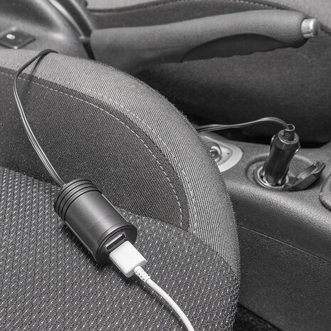 Extension cable 1M with USB charger 2-way type A 12V/24V