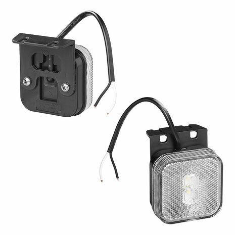 Marker light 12/24V white 65 x 65 mm LED with holder