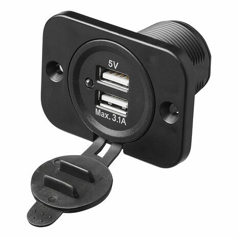 USB flush-mounted box double type A 3100mA 12V/24V