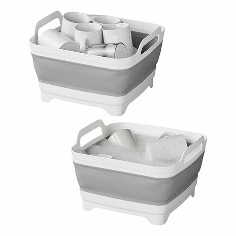 Foldable washing-up bowl with drain plug