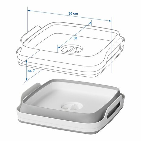 Foldable washing-up bowl with drain plug
