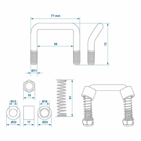 Lashing bracket with spring