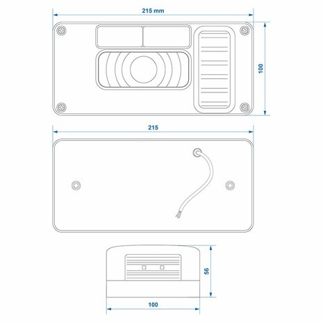 Rear light 6 functions 215x100mm right