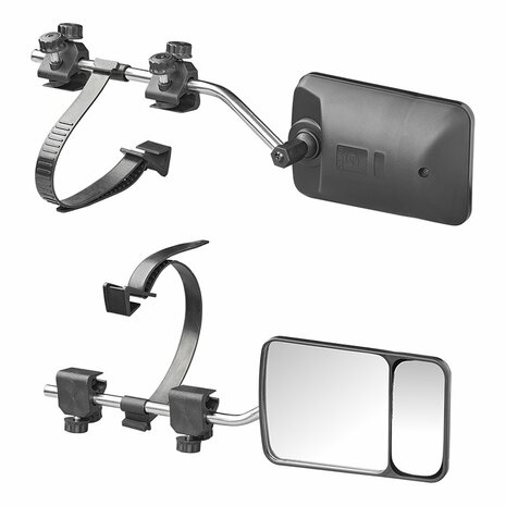 Caravan mirror flat glass 440 x 110 x 160 mm with blind spot mirror
