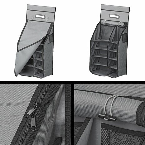 Organizer 14 compartments 40 x 78 x 26 cm with zip pocket + 7 mm keder