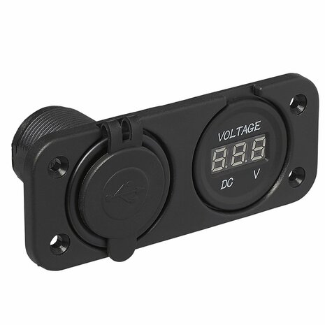 Installation kit: voltmeter 6-30V + USB port double type A 2x2100mA