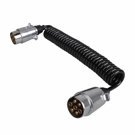 Spiral cable 3.5M with 2x plug 7-pin metal