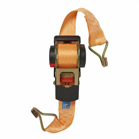 Tension strap with ratchet + 2 hooks 450cm 750kg automatically retractable