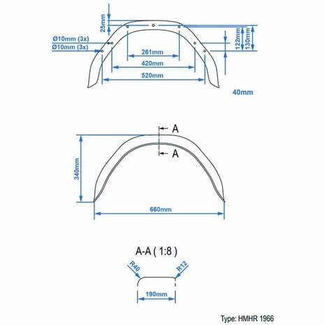Metal mudguard angular 13 inch (1966)