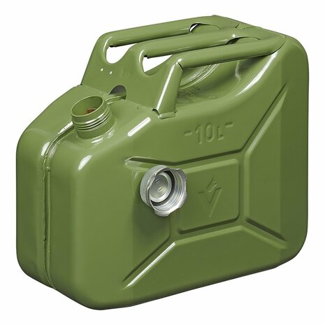 Jerrycan 10L metal green with magnetic screw cap UN- TuV/GS-approved