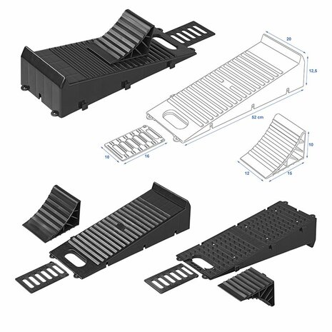 Ramp block with wheel chock black - set of 2