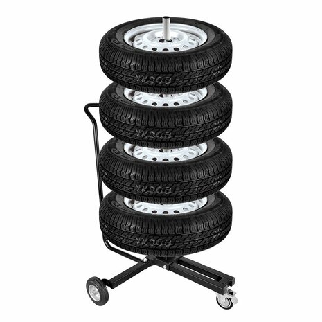 Wheel stand mobile with handle for 4 tyres