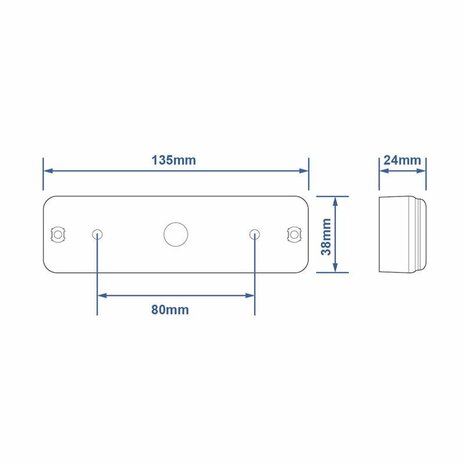 Rear light 12/24V 3 functions 135x38mm LED with holder black