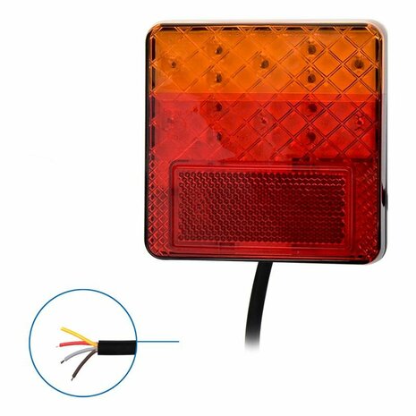 Rear light 12/24V 4 functions 100x100mm LED