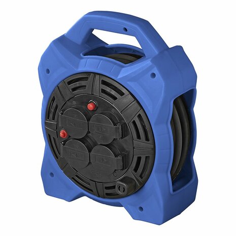 Cable reel Schuko 4-way 15M 3x1.5mm² with LED lighting