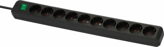 extension lead with switch 10-way black 3m H05VV-F 3G1,5