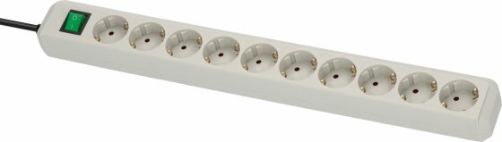 extension lead with switch 10-way light grey 3m H05VV-F 3G1,5